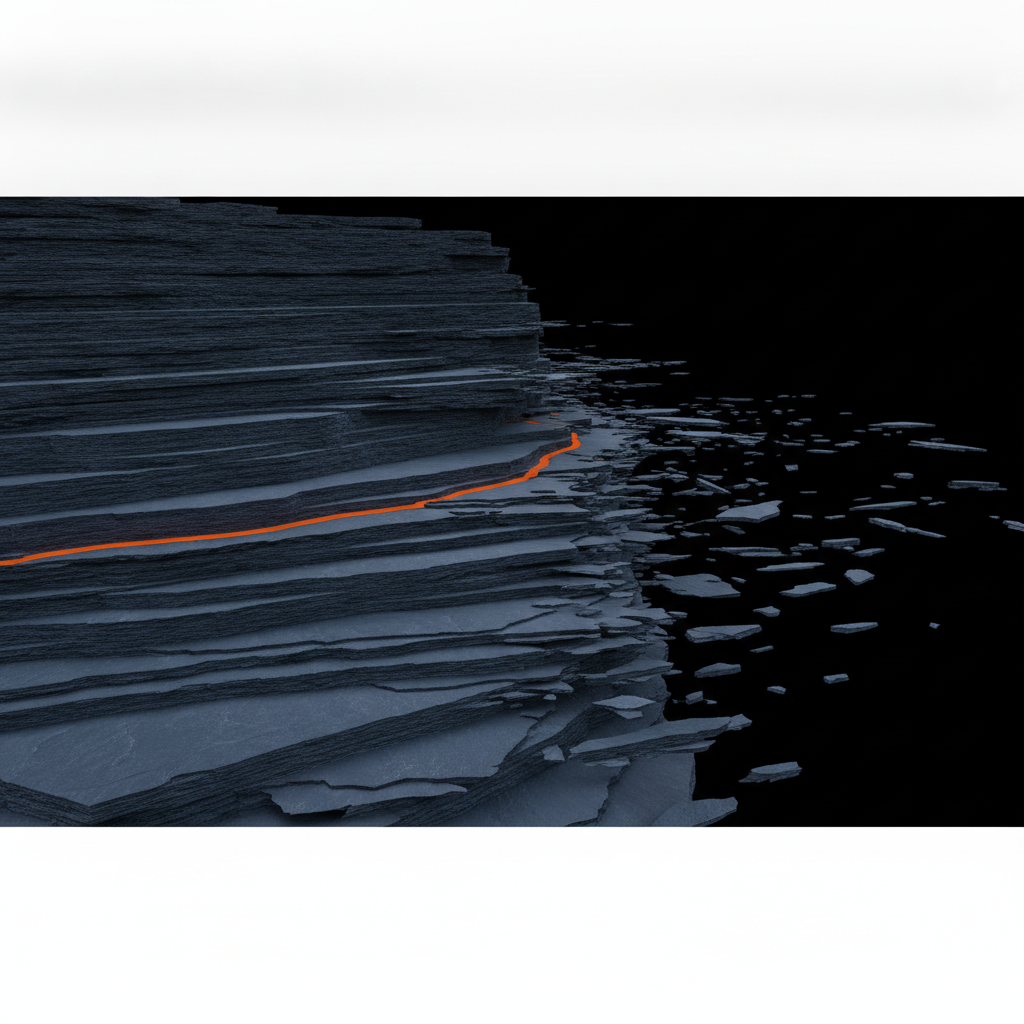 Abstract terraced strata thinning toward the edge of the frame, dense at one end and sparse at the other