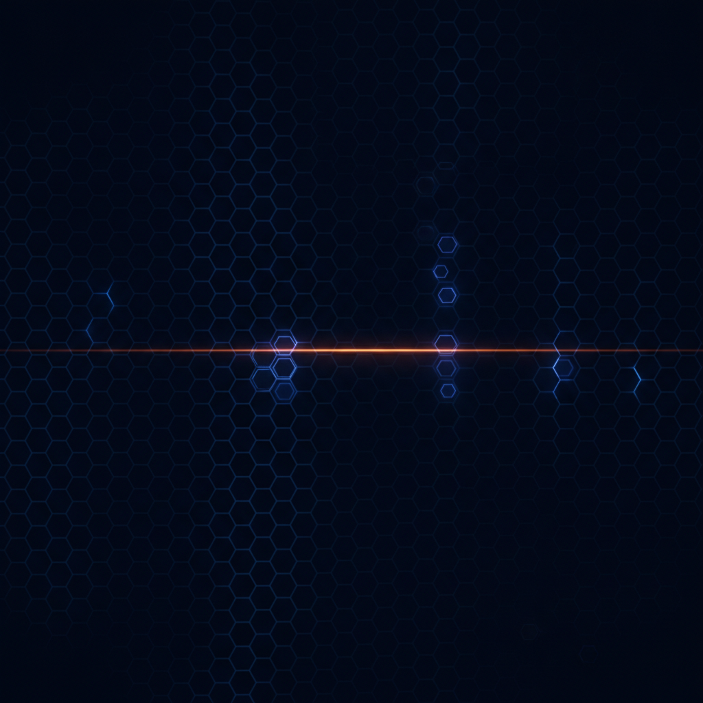 Abstract dark grid of sparse lit cells where only a few columns overlap, with a thin threshold line crossing it